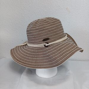 Panama Jack Floppy Sunhat Tan and Brown Fabric Adjustable Hat